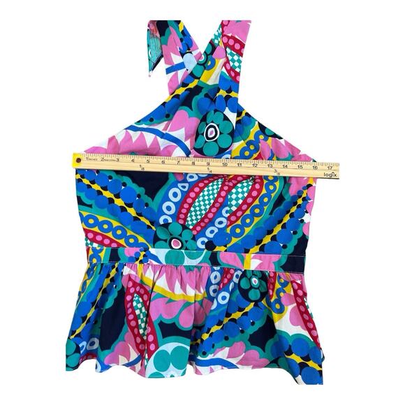 J. Crew Peplum Halter Top Womens Small In Kaleidoscope Floral Cotton Side Zip - Picture 7 of 10